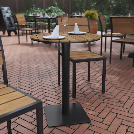 Flash Furniture Natural/Gray 24 Inch Round Outdoor Patio Table SB-TB106-NAT-GG